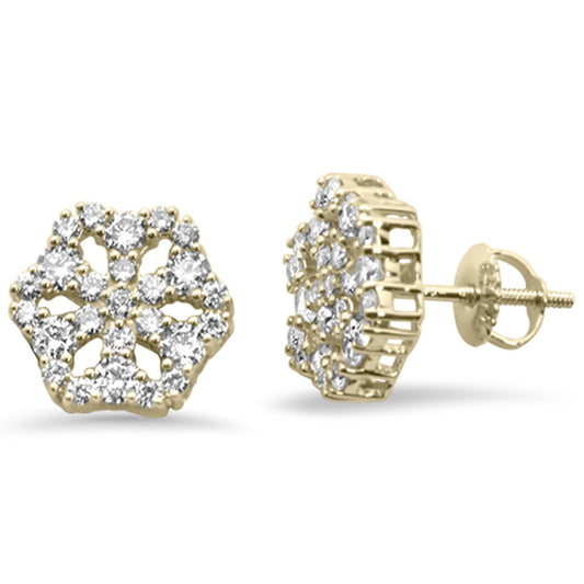 Muse Jewelry .97ct G SI 14K Yellow Gold Diamond Snowflake Cluster Stud Earrings