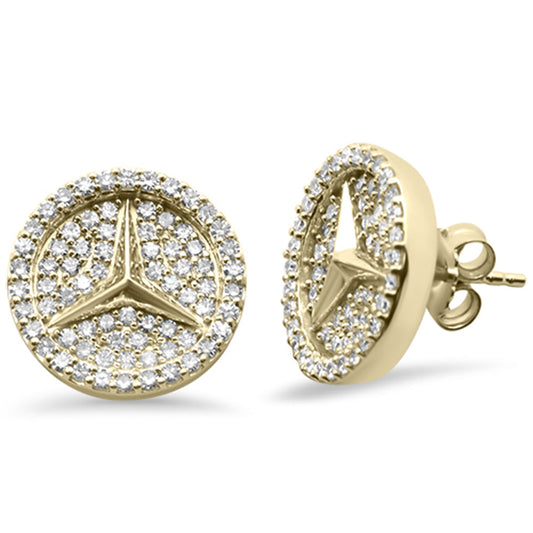 Muse Jewelry .98ct G SI 10K Yellow Gold Diamond Micro Pave Emblem Earrings