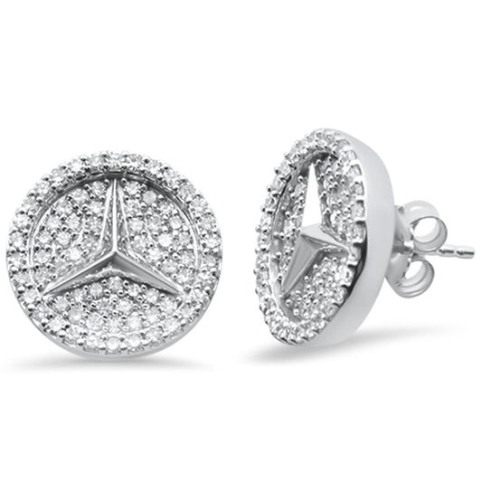 Muse Jewelry .98ct G SI 10K White Gold Diamond Micro Pave Emblem Earrings