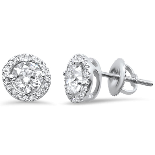 Muse Jewelry 1.17ct 2 Round 1.01ct 14K White Gold Diamond Halo Stud Earrings