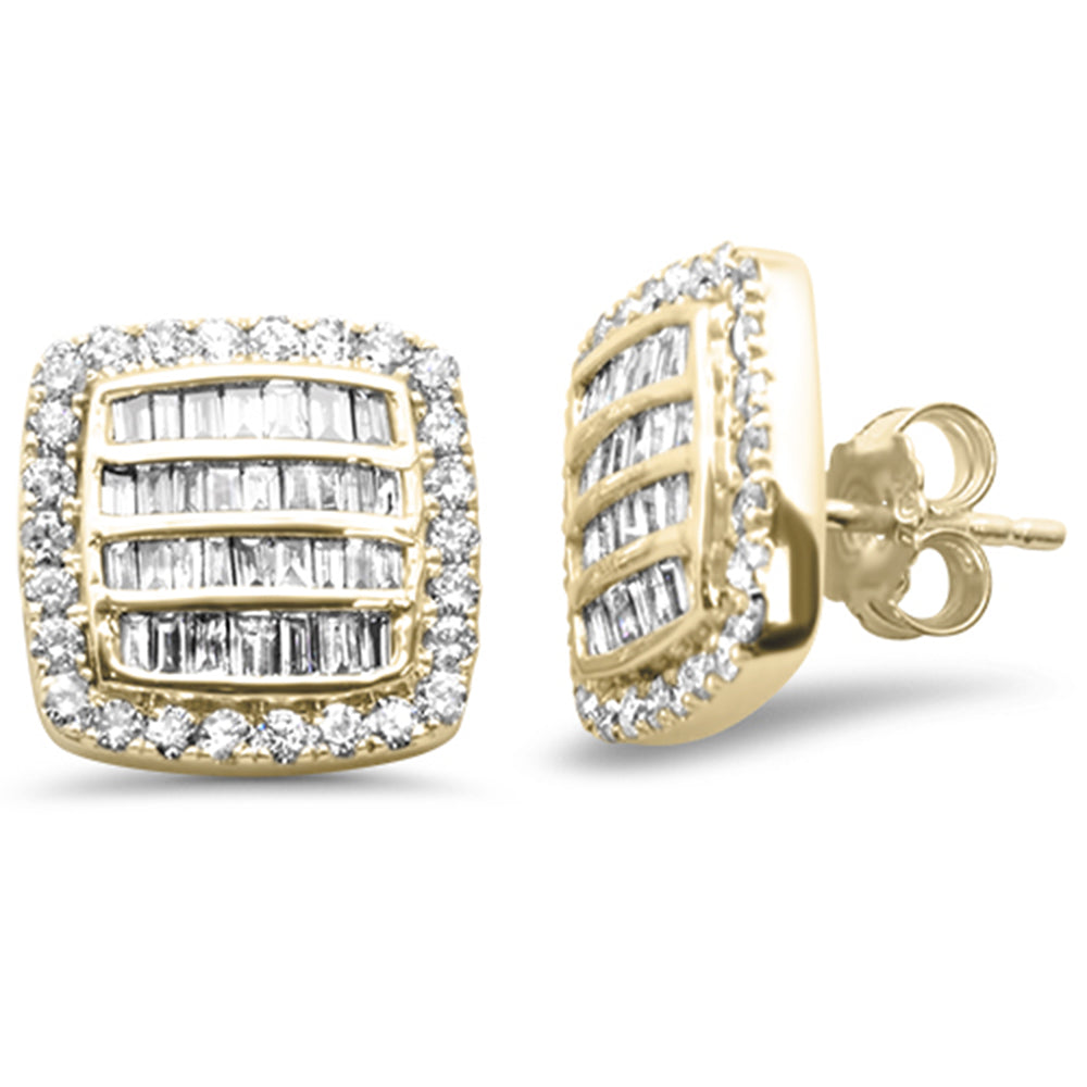 Muse Jewelry 1.33ct G SI 10K Yellow Gold Baguette Diamond hiphop Earrings