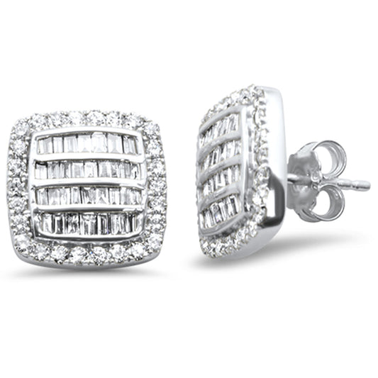 Muse Jewelry 1.35ct G SI 10K White Gold Baguette Diamond Hip Hop Earrings