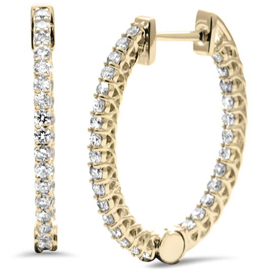 Muse Jewelry 1.06ct G SI 14K Yellow Gold Diamond Fashion Hoop Earrings