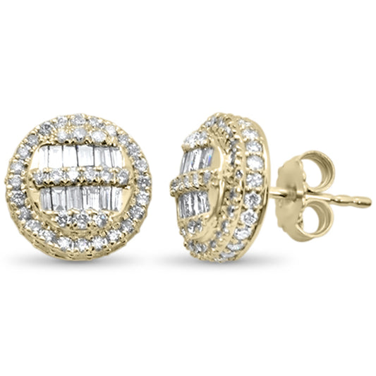 Muse Jewelry 1.02ct G SI 10K Yellow Gold Baguette & Round Diamond Earrings