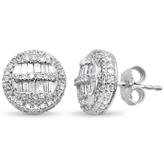 Muse Jewelry 1.01ct G SI 10K White Gold Baguette & Round Diamond Earrings