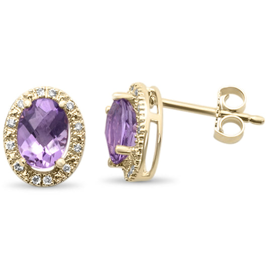 Muse Jewelry 1.37ct G SI 14K Yellow Gold Amethyst Gemstone & Diamond Earrings