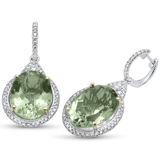 Muse Jewelry 24.38ct G SI 14K White Gold Green Amethyst & Diamond Drop Earrings