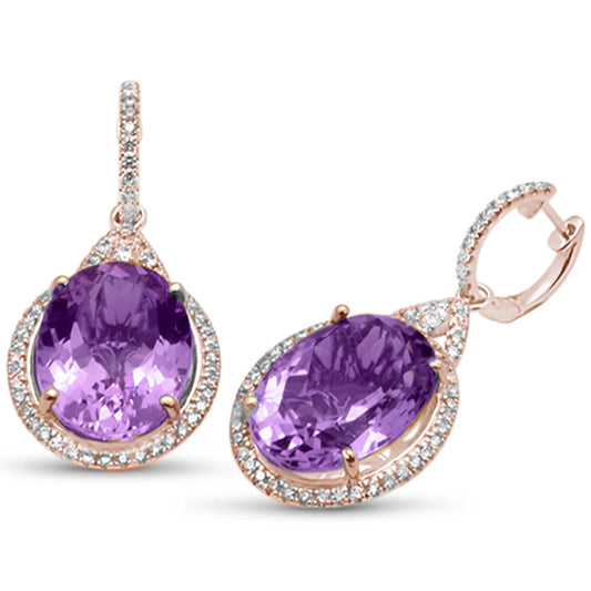 Muse Jewelry 23.96ct G SI 14K Rose Gold Amethyst & Diamond Drop Earrings