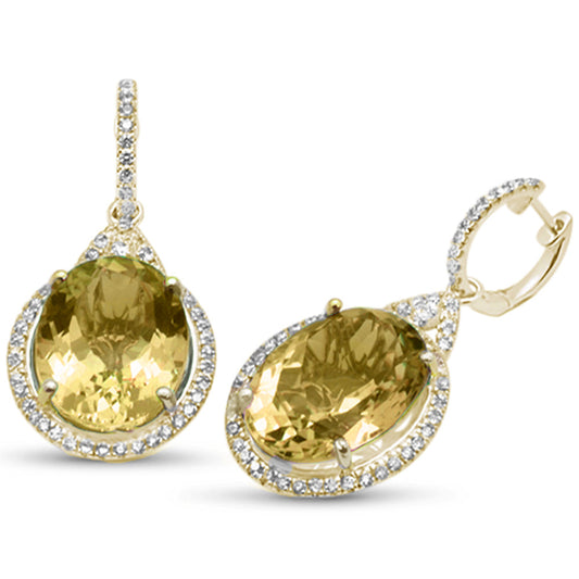 Muse Jewelry 23.92ct G SI 14K Yellow Gold Citrine & Diamond Drop Earrings