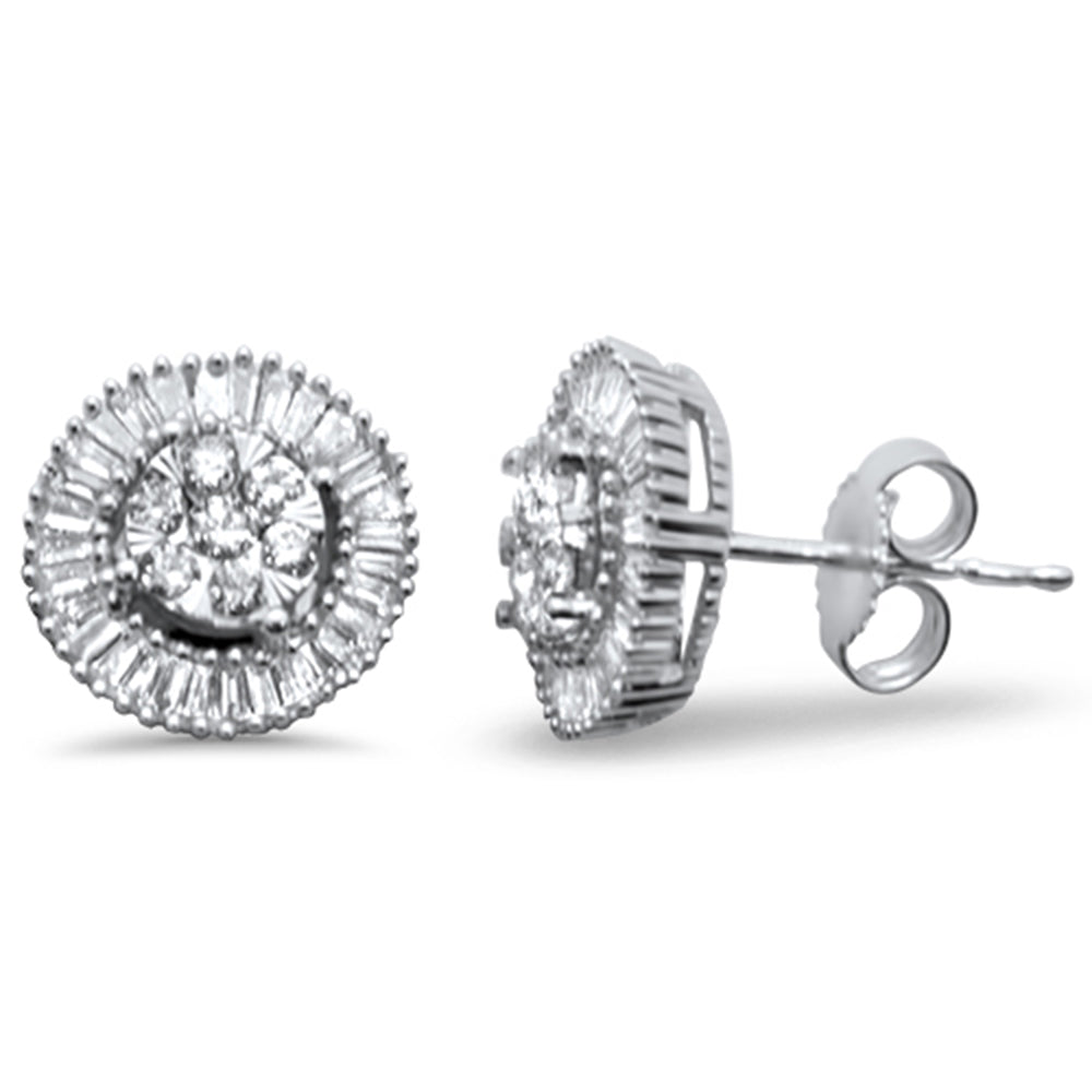 Muse Jewelry .50ct G SI 10K White Gold Baguette & Round Diamond Earrings