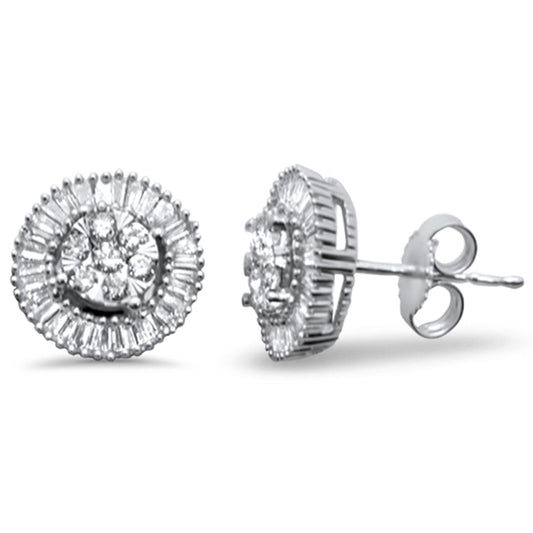 Muse Jewelry .36ct G SI 10K White Gold Baguette & Round Diamond Earrings