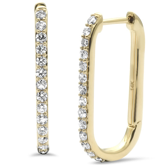 Muse Jewelry .49ct G SI 14K Yellow Gold Diamond Elongated Hoop Earrings