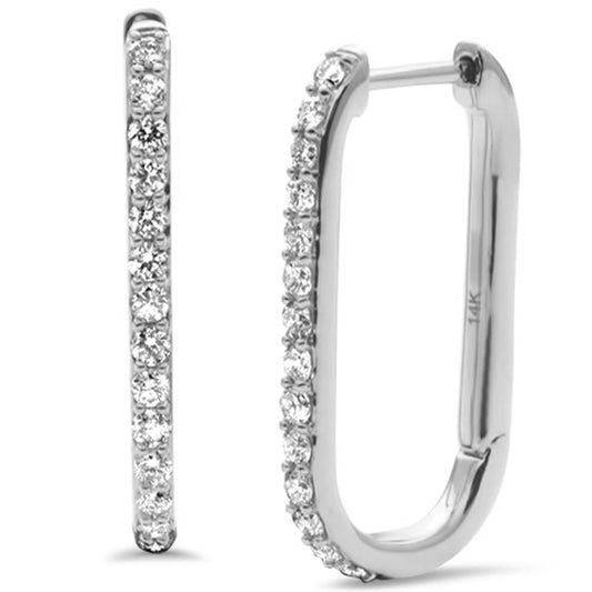 Muse Jewelry .49ct G SI 14K White Gold Diamond Elongated Hoop Earrings