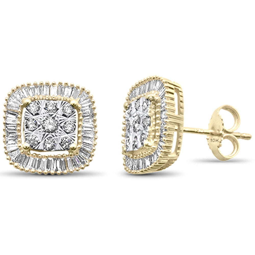 Muse Jewelry .65ct G SI 10K Yellow Gold Diamond Baguette & Diamond Earrings