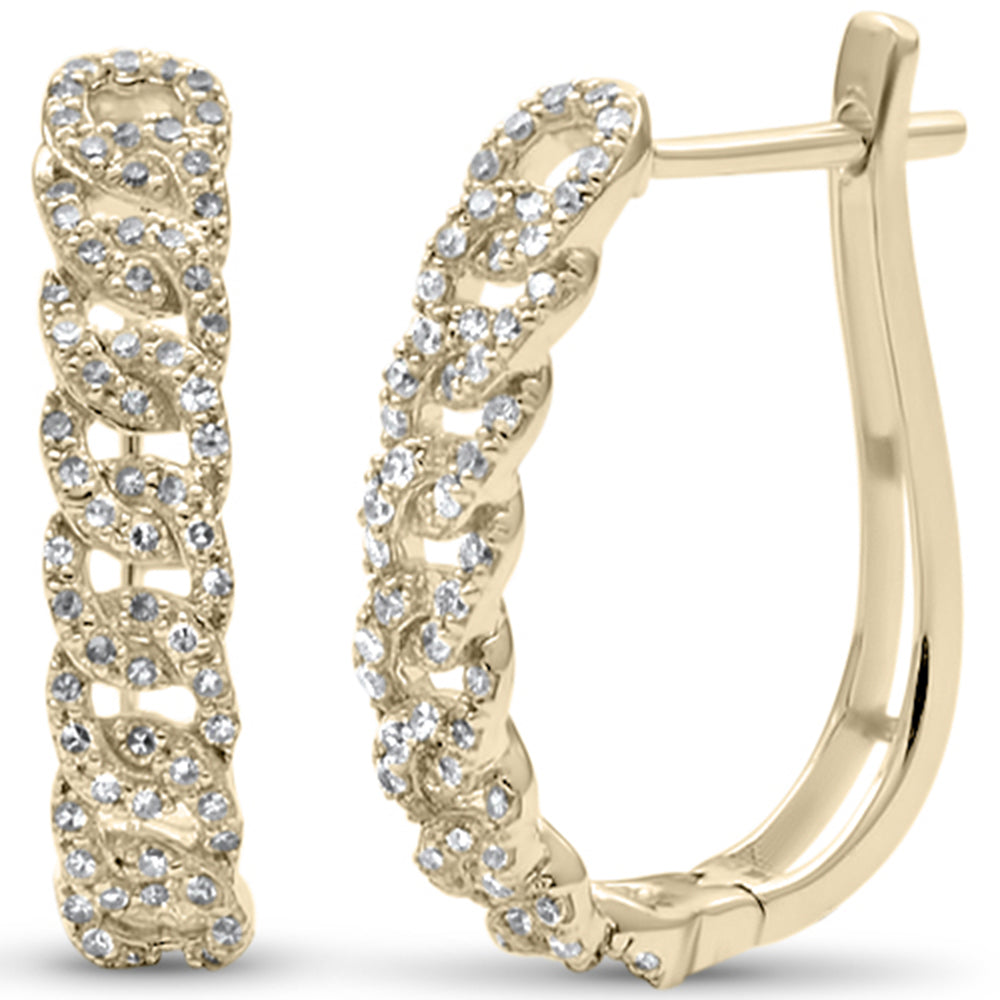 Muse Jewelry .49ct G SI 14KT Yellow Gold Diamond Hoop Cuban Link Earrings