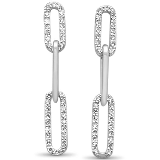 Muse Jewelry .28ct G SI 14KT White Gold Diamond Paper Clip Style Dangling Earrings