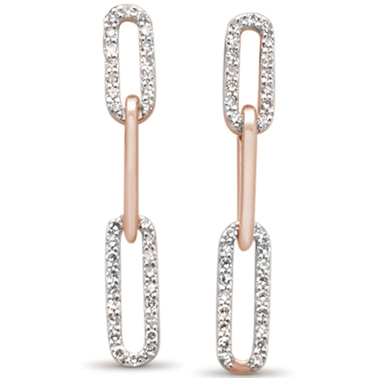 Muse Jewelry .29ct G SI 14K Rose Gold Diamond Paper Clip Style Dangling Earrings