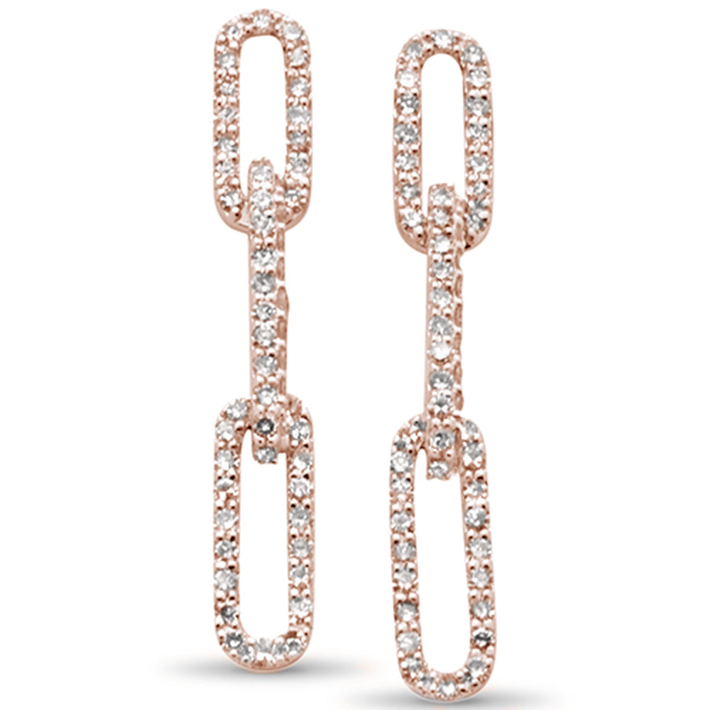 Muse Jewelry .51ct G SI 14K Rose Gold Diamond Paper Clip Style Dangling Earrings