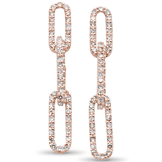 Muse Jewelry .51ct G SI 14K Rose Gold Diamond Paper Clip Style Dangling Earrings