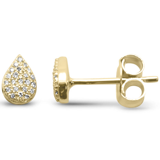 Muse Jewelry .08ct G SI 14K Yellow Gold Diamond Pear Shaped Trendy Stud Earrings