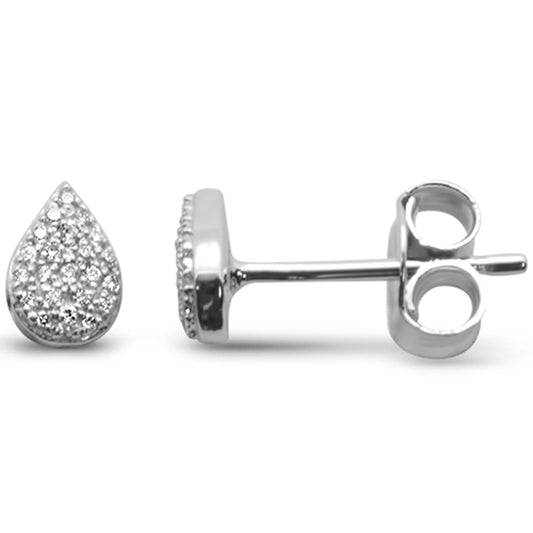 Muse Jewelry .08ct G SI 14K White Gold Diamond Pear Shaped Trendy Stud Earrings