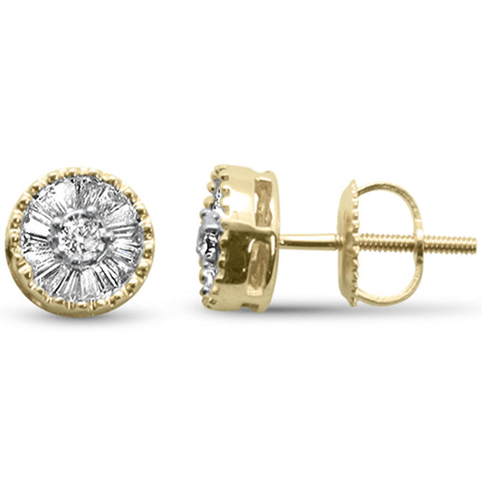 Muse Jewelry .26ct G SI 14K Yellow Gold Diamond Round & Baguette Micro Pave Earrings