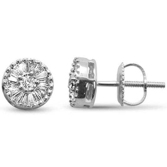 Muse Jewelry .25ct G SI 14K White Gold Diamond Round & Baguette Micro Pave Earrings