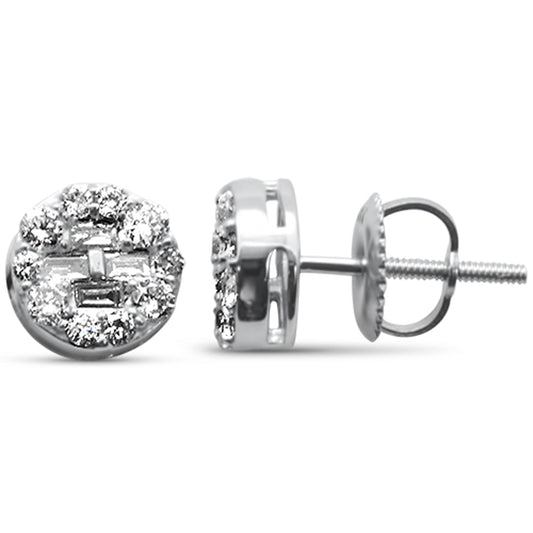 Muse Jewelry .55ct G SI 14K White Gold Diamond Baguette & Round Earrings