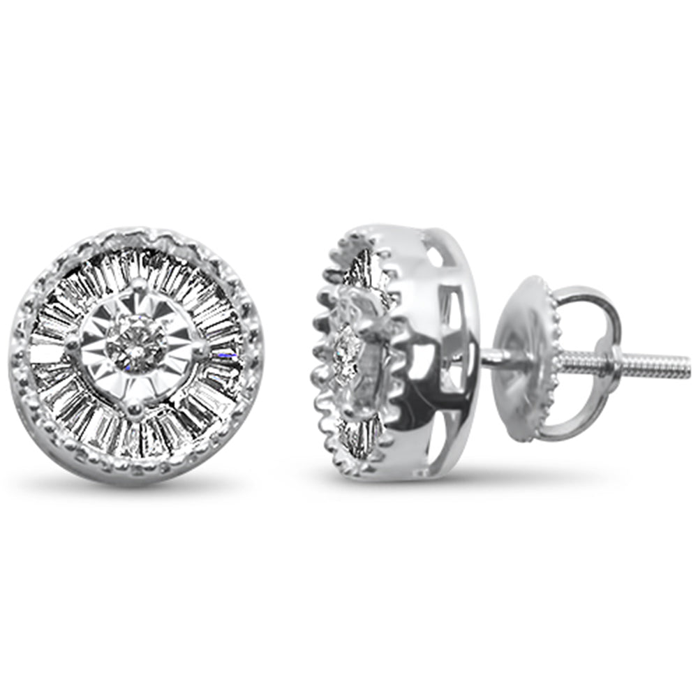 Muse Jewelry .50ct G SI 14K White Gold Baguette & Round Diamond Earrings