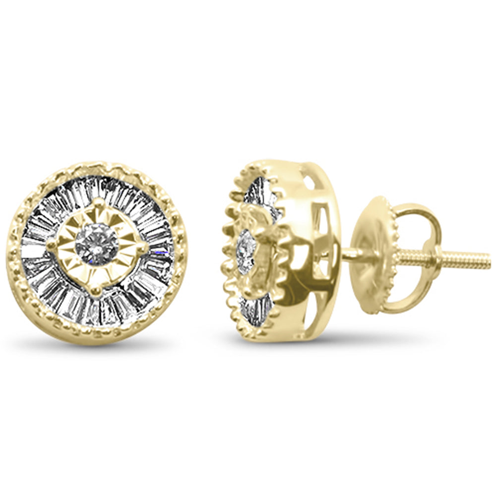 Muse Jewelry .52ct G SI 14K Yellow Gold Diamond Baguette & Round Earrings