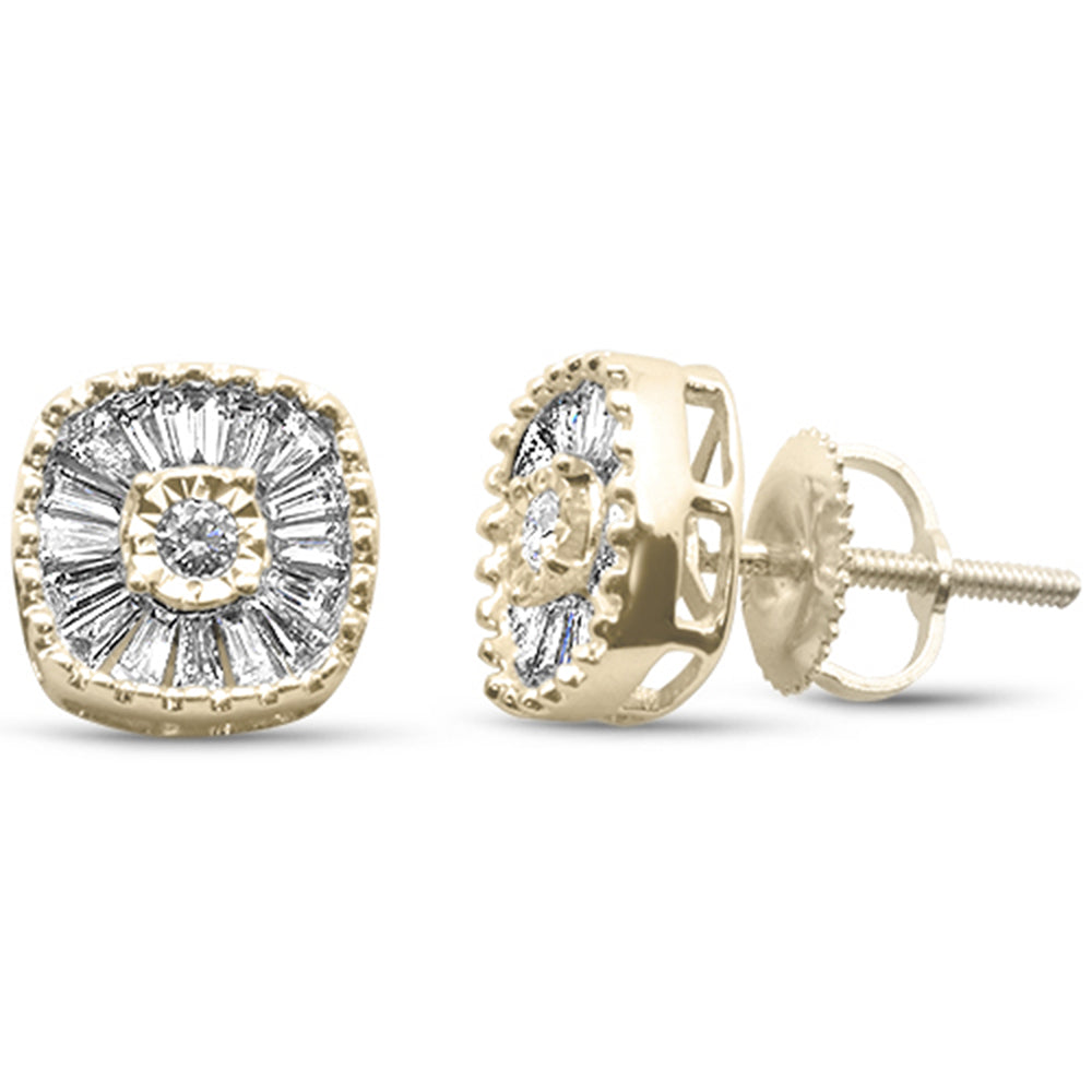 Muse Jewelry .47ct G SI 10K Yellow Gold Diamond Round & Baguette Earrings