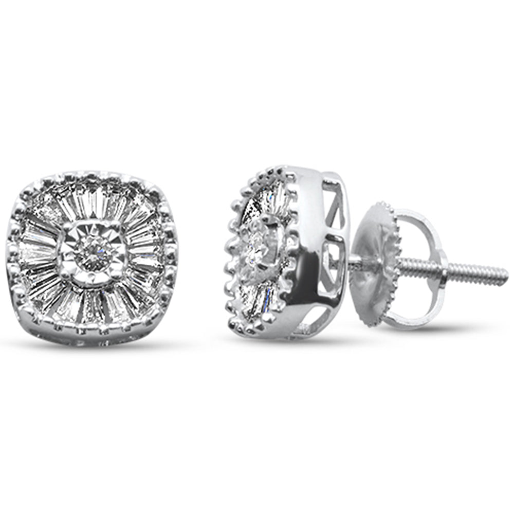 Muse Jewelry .47ct G SI 10K White Gold Diamond Round & Baguette Earrings