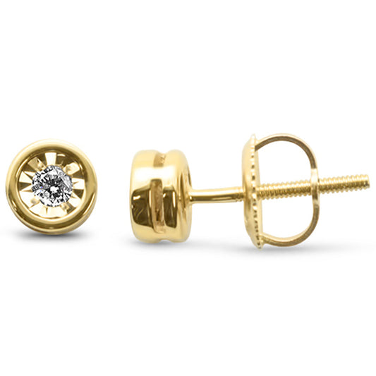 Muse Jewelry .10ct G SI 10K Yellow Gold Diamond Miracle Illusion Bezel Set Stud Earrings