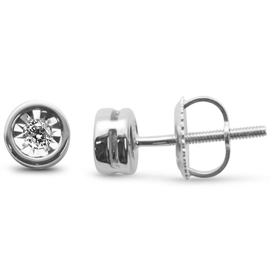 Muse Jewelry .10ct G SI 10K White Gold Diamond Miracle Illusion Bezel Set Stud Earrings