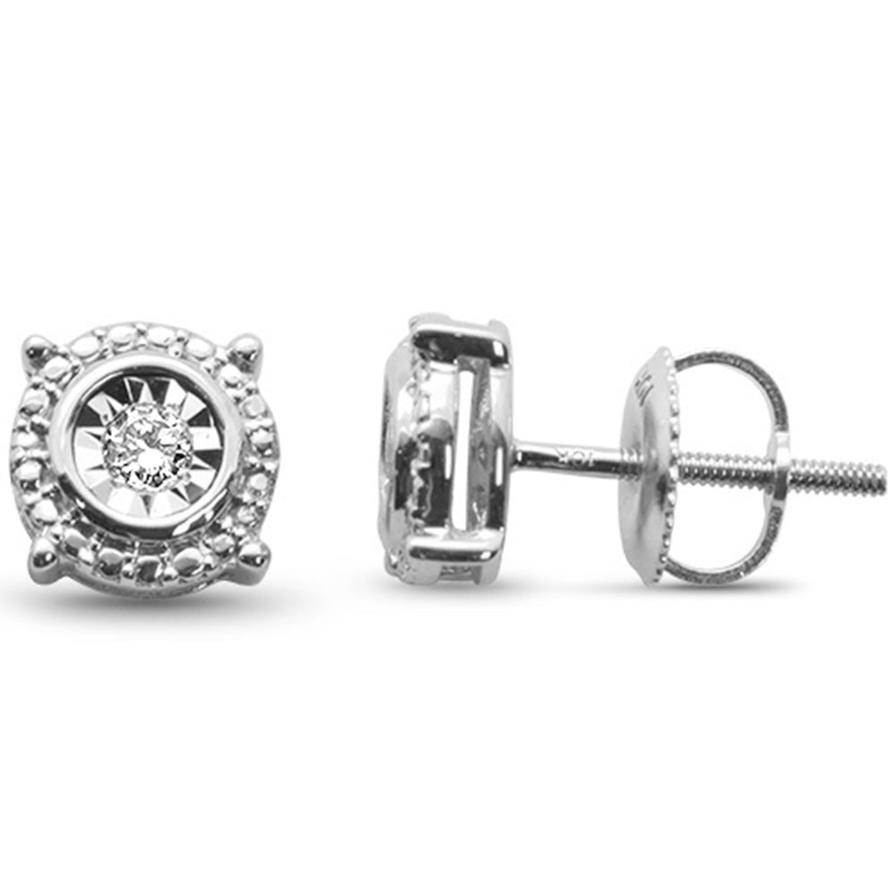 Muse Jewelry .10ct G SI 10K White Gold Round Diamond Stud Earrings