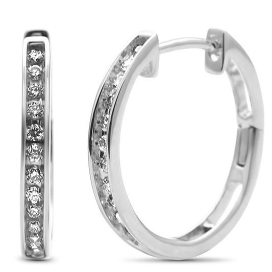 Muse Jewelry .26ct G SI 10K White Gold Diamond Diamond Hoop Earrings