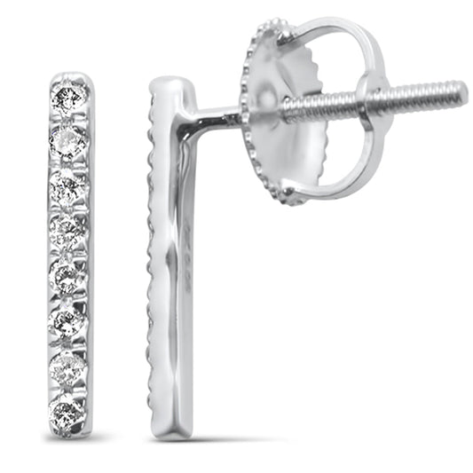 Muse Jewelry .12ct G SI 10K White Gold Diamond Fashion Trendy Line Earrings