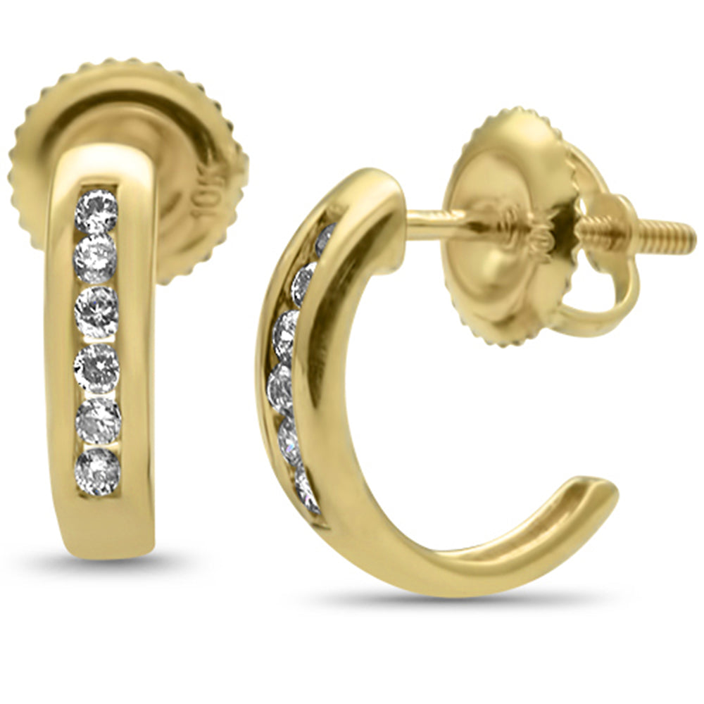 Muse Jewelry .12ct G SI 10K Yellow Gold Diamond Half Hoop Earrings