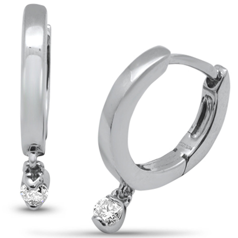 Muse Jewelry .08ct G SI 10K White Gold Diamond Dangling Hoop Earrings