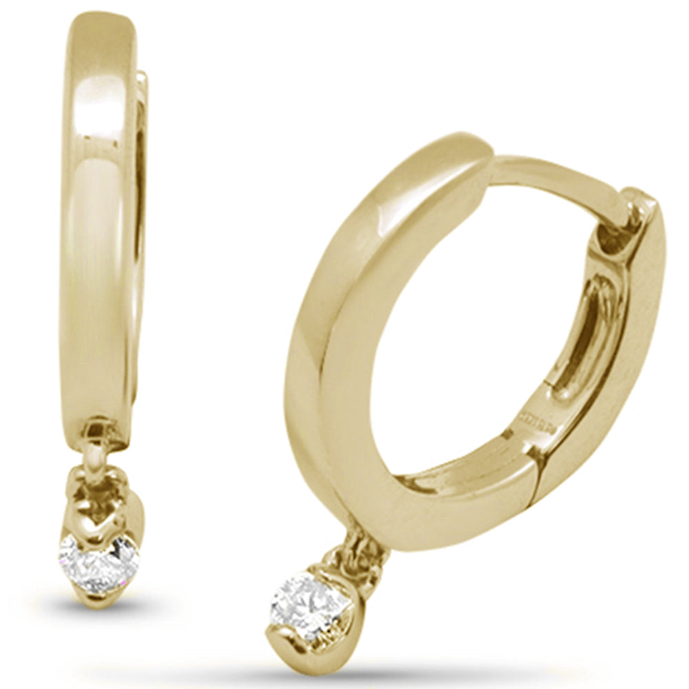 Muse Jewelry .08ct G SI 10K Yellow Gold Diamond Dangling Hoop Earrings