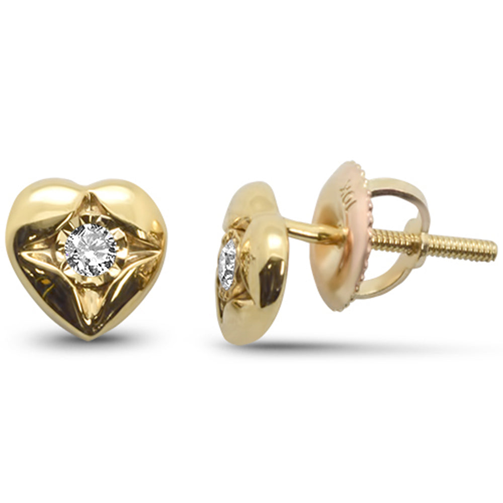 Muse Jewelry .10ct G SI 10K Yellow Gold Diamond Heart Shaped Earrings