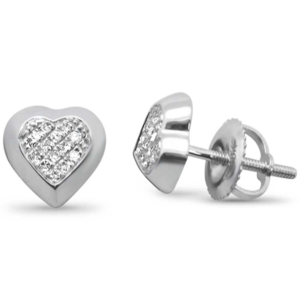 Muse Jewelry .08ct G SI 10K White Gold Diamond Heart Shaped Fashion Earrings