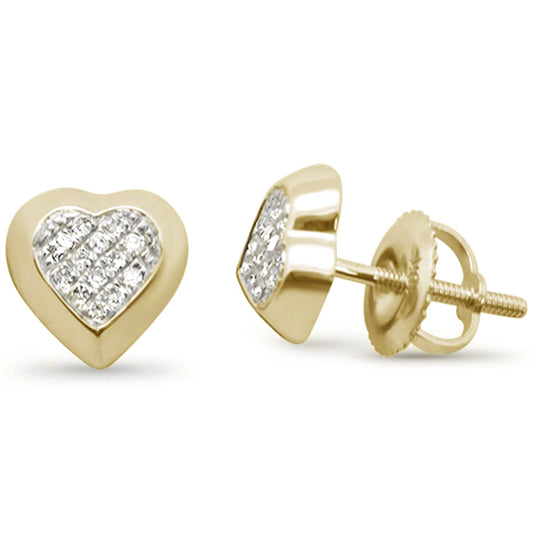 Muse Jewelry .09ct G SI 10K Yellow Gold Diamond Heart Shaped Fashion Earrings