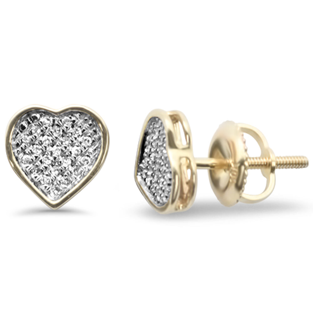 Muse Jewelry .10ct G SI 10K Yellow Gold Diamond Heart Shaped Fashion Earrings