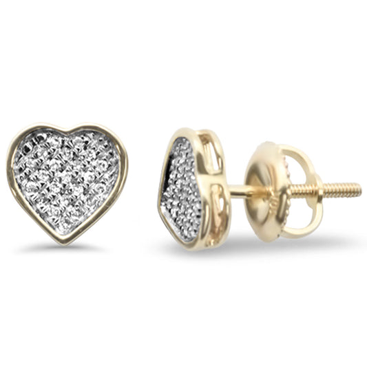 Muse Jewelry .10ct G SI 10K Yellow Gold Diamond Heart Shaped Fashion Earrings