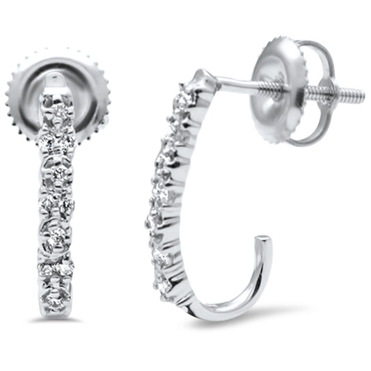 Muse Jewelry .12ct G SI 10K White Gold Diamond J Hoop Earrings