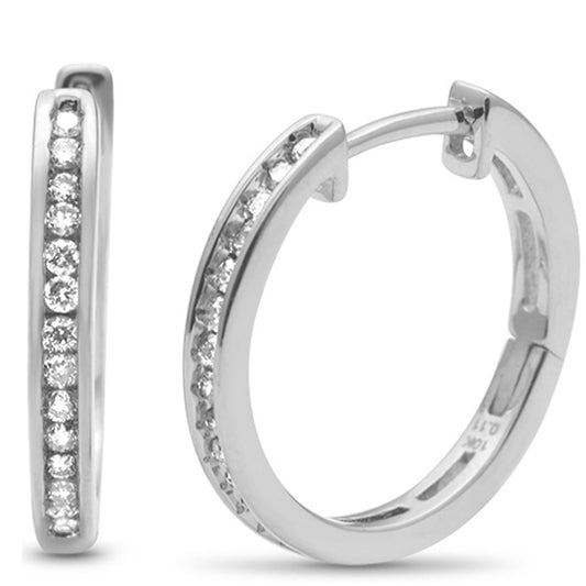 Muse Jewelry .23ct G SI 10K White Gold Diamond Hoop Earrings