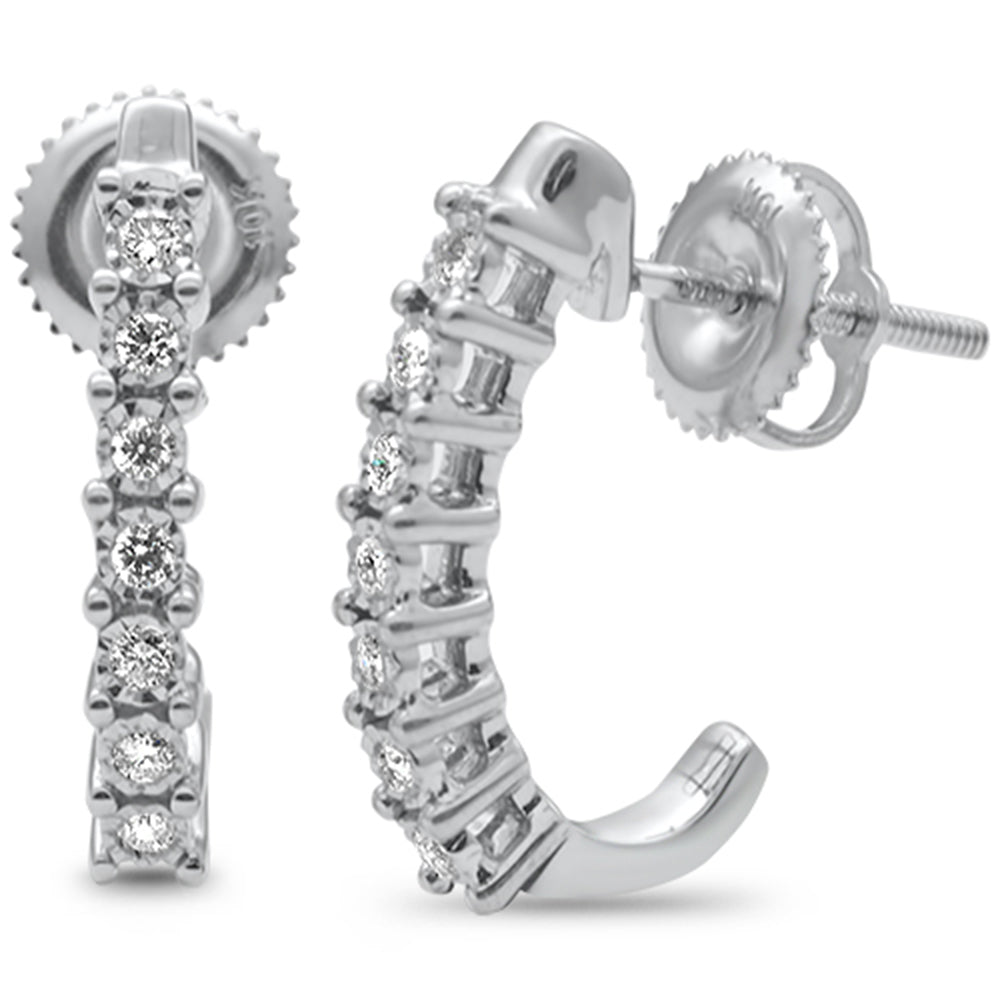 Muse Jewelry .15ct G SI 10K White Gold Diamond J Hoop Earrings