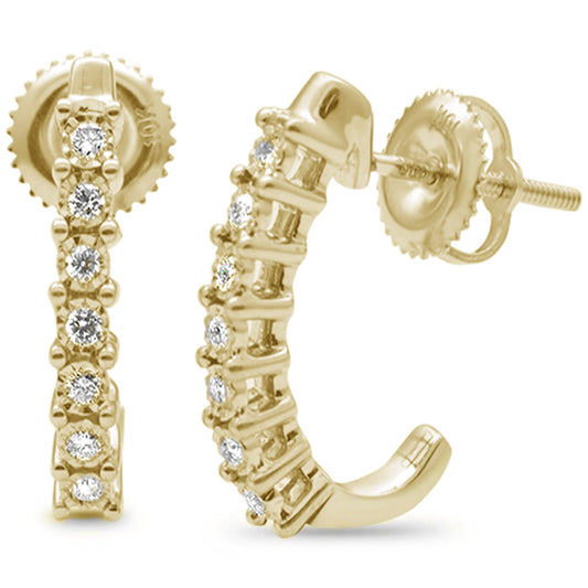 Muse Jewelry .15ct G SI 10K Yellow Gold Diamond J Hoop Earrings