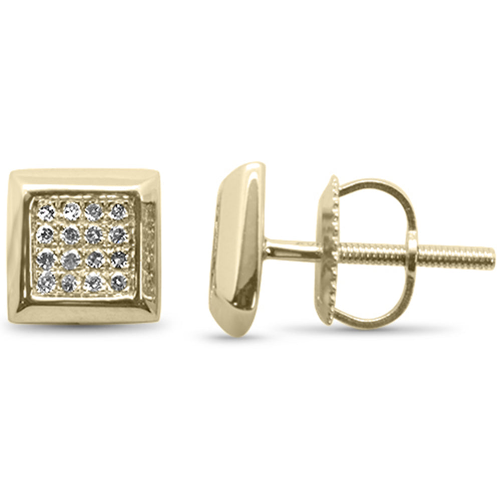 Muse Jewelry .10ct G SI 10K Yellow Gold Diamond Square Fashion Earrings